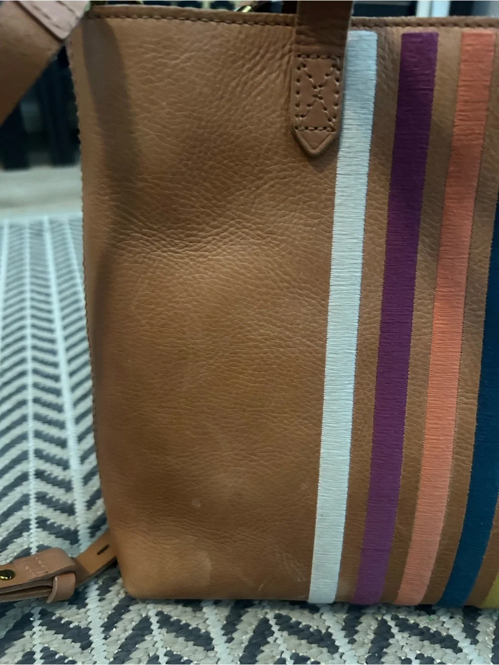 Madewell Small Transport Striped Tote Crossbody Bag.
